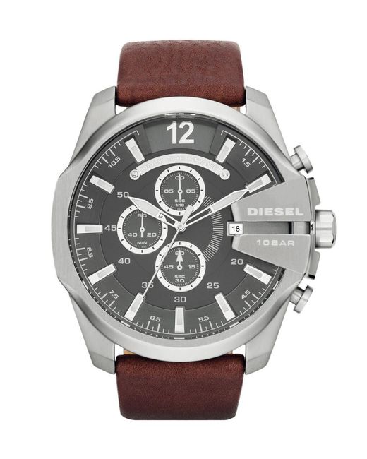 DIESEL Metallic Mega Chief Watch Dz4290 Leather for men