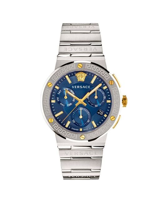 Versace Metallic Vez900221 Greca Logo Chrono Luxury Watch for men