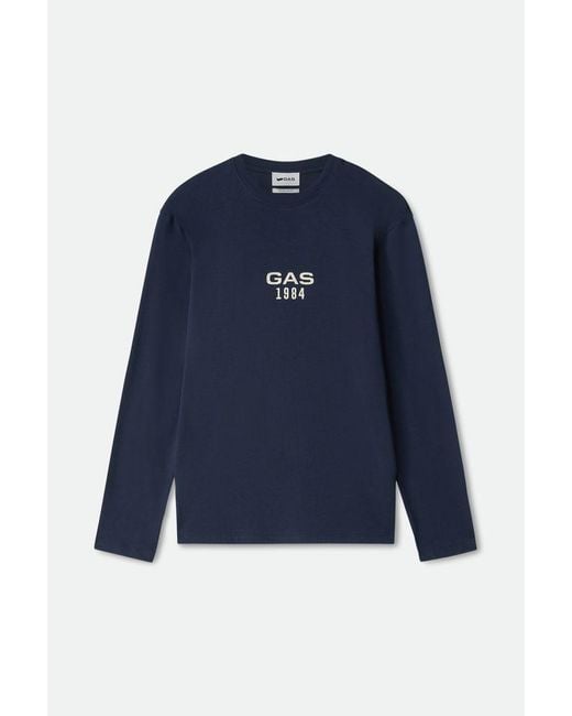 Gas Blauw Dharis M/l 1984 T-shirt Met Lange Mouwen in het Blue voor heren