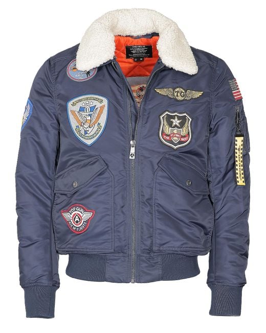top gun Bomberjack Tg23005 Met Imitatiebontkraag in het Blue voor heren