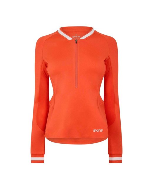Skins Quarter Zip Base Layer Top in het Orange