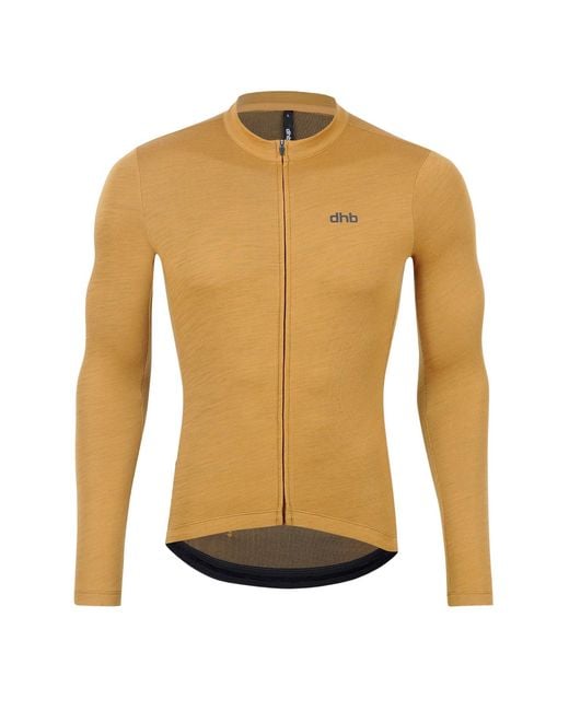 Dhb Metallic Aeron 2.0 Merino Wool Long-Sleeved Cycling Jersey (Golden) for men