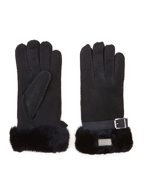 Australia Luxe Black Stulpenhandschuhe Aus Schwarzem Wildleder