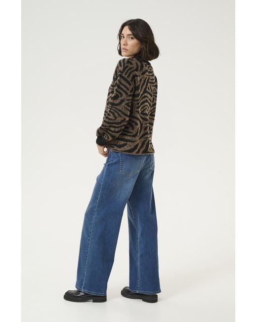 Kaffe Pullover Regular Fit Animal in het Blue