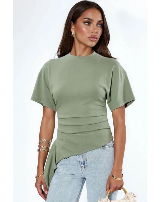 Busem Overmaatse Crew Neck Drape Blouse in het Green