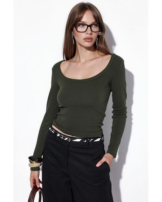 Busem Black Ribbed Long-Sleeve Crop Top