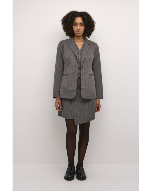 Kaffe Rok A-shape Grey/black Check Black Darkgrey in het Gray
