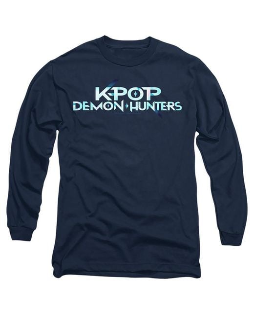K-Pop Demon Hunters Blue Adult Logo Long-Sleeved T-Shirt