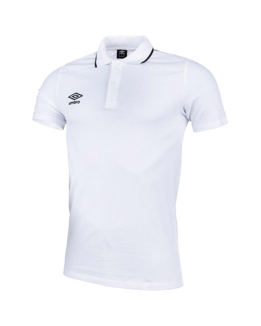 Umbro White Short Sleeve Collared Pique Polo Shirt 65703U 13V Cotton for men