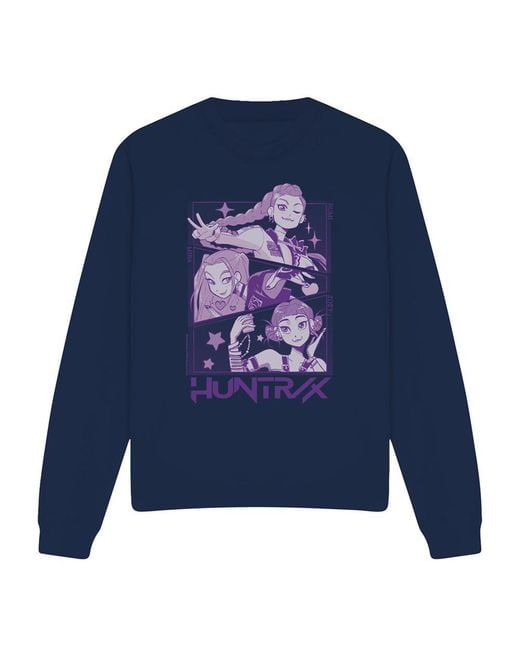 K-Pop Demon Hunters Blue Adult Huntr/X Panel Sweatshirt