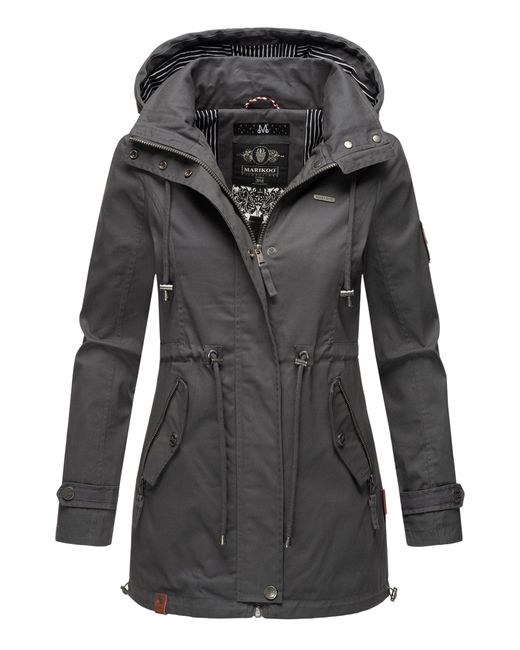 Marikoo Black Leichte Damen Übergangsjacke Mit Abnehmbarer Kapuze