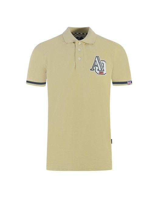 Aquascutum Yellow Aq 1851 Embroidered Tipped Polo Shirt Cotton for men