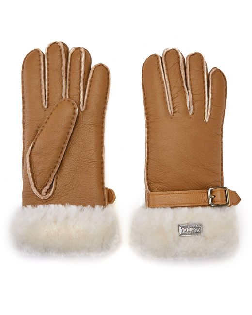 Australia Luxe Brown Stulpenhandschuhe Aus Kastanienbraunem Leder