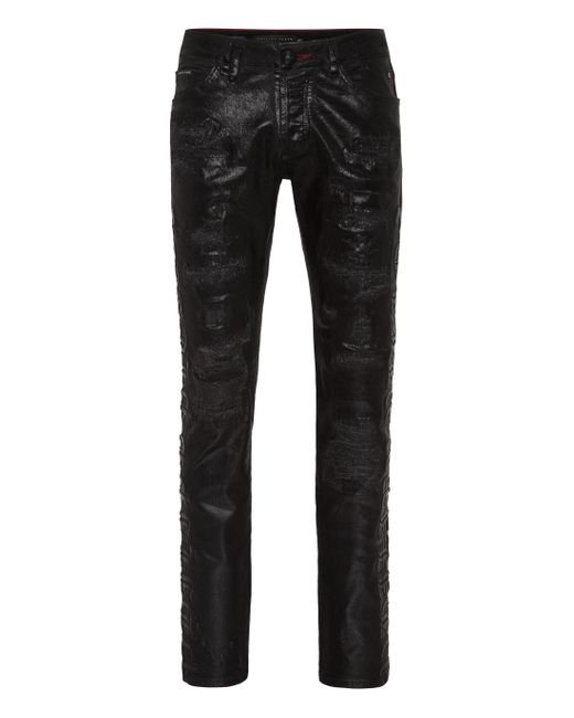Philipp Plein Super Straight Cut Trousers Gothic Plein in het Black voor heren