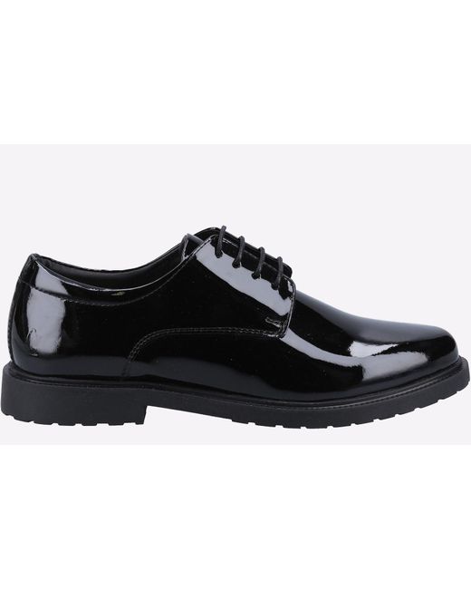 Hush Puppies Verity Slip On Leren Damesschoenen Met Lakleren Zwarte Brogues. in het Black