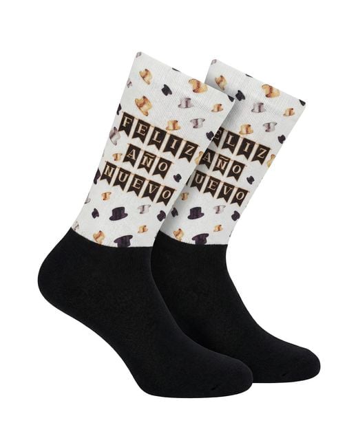 Jenes Socks Black Funny Printed Long For And