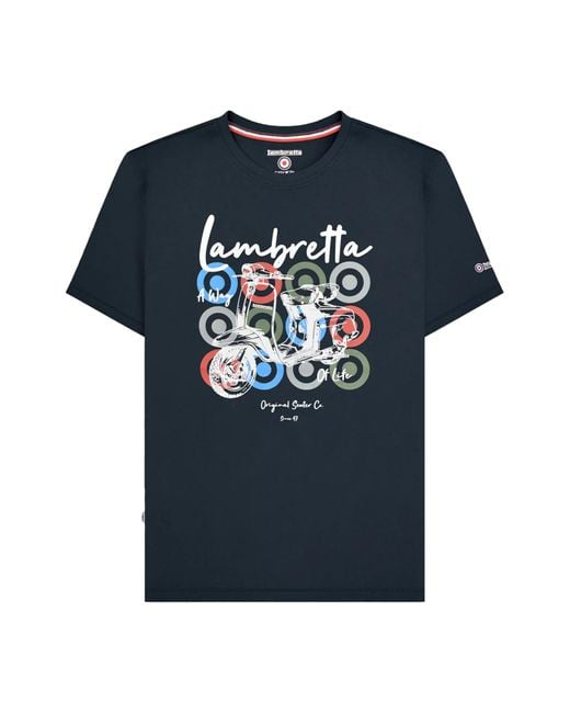 Lambretta Blue Scooter Branded T-Shirt Cotton for men
