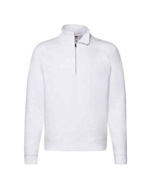 Fruit Of The Loom Premium Zip Neck Heather Sweatshirt (wit) in het White voor heren
