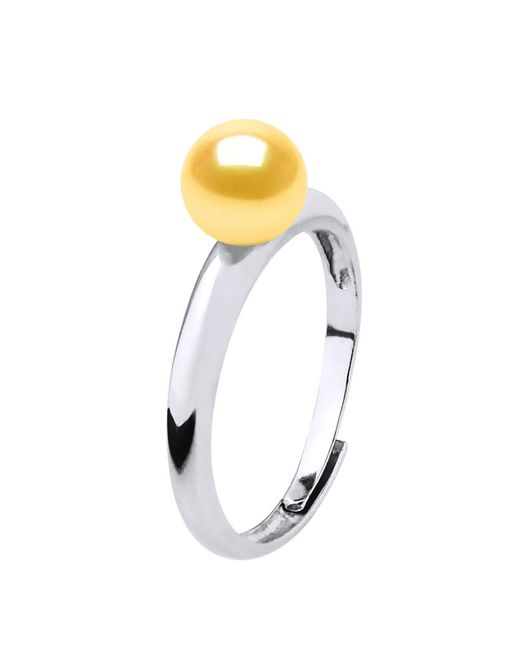 Diadema Metallic Rush Ring Adjustable Freshwater Pearl Round 6-7 Mm 925