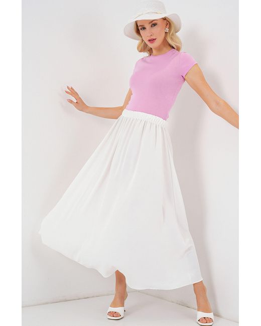 Bigdart Maxi Rok Met Elastische Taille in het Pink