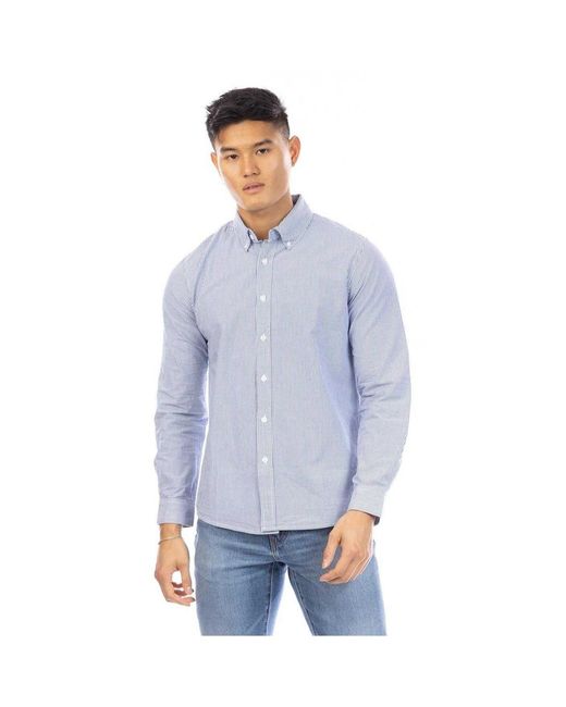 Peter Werth Button-Down Overhemd (Marine, Wit) in het Blue voor heren