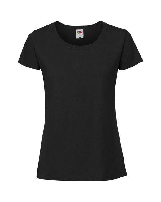 Fruit Of The Loom Black Ladies Fit Ringspun Premium Tshirt Cotton
