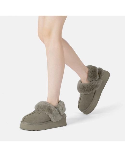EverAu Australia Gray Ever Au Fantail Leather Slippers With Two Removable Straps