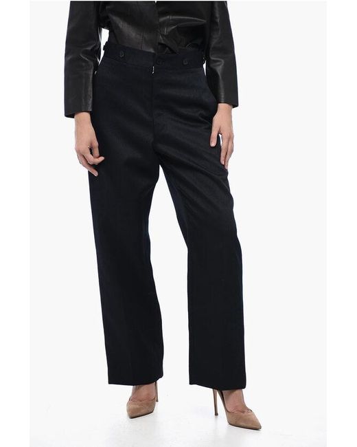 Maison Margiela Mm1 Rechte Broek Met Halve Riem In Blauw in het Black