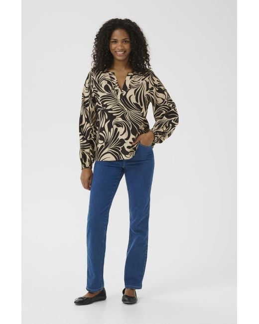 Kaffe Blouse Met Lange Mouwen Kacelia Regular Fit Blue Grey Multi