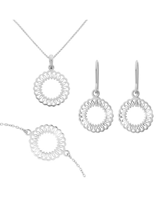 Orphelia White 'Amada' 925 Sterling Set: Bracelet + Earrings + Necklace