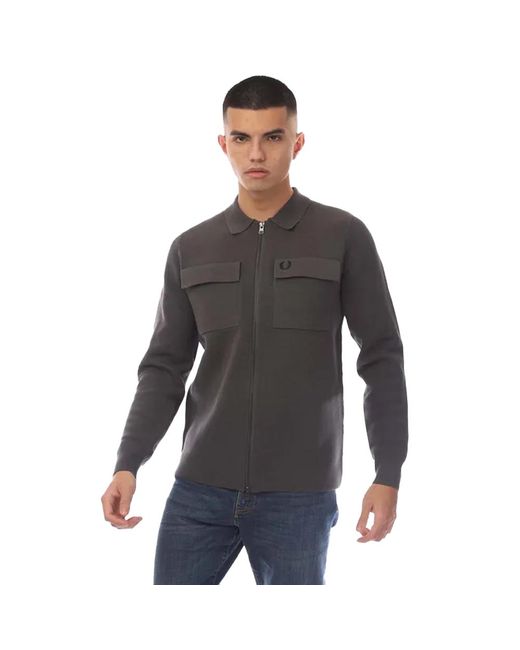 Fred Perry Strickjacke Für Herren (Metallisches Blaugrau) in Gray für Herren