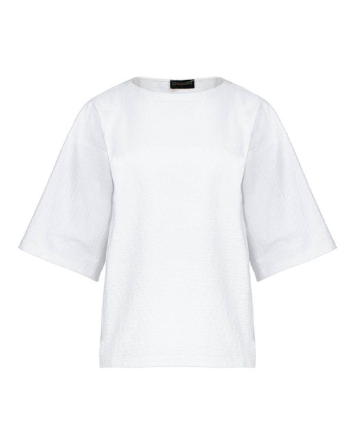 Conquista Oversized T-shirt Van Getextureerde Katoenmix Met Moderne Elegantie in het White