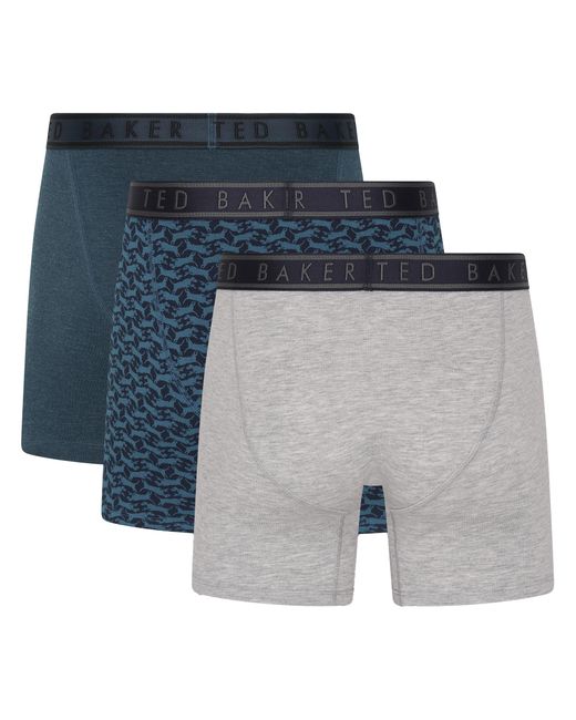 Ted Baker 3Er-Pack Herren Weiche Atmungsaktive Baumwoll-Boxershorts in Blue für Herren