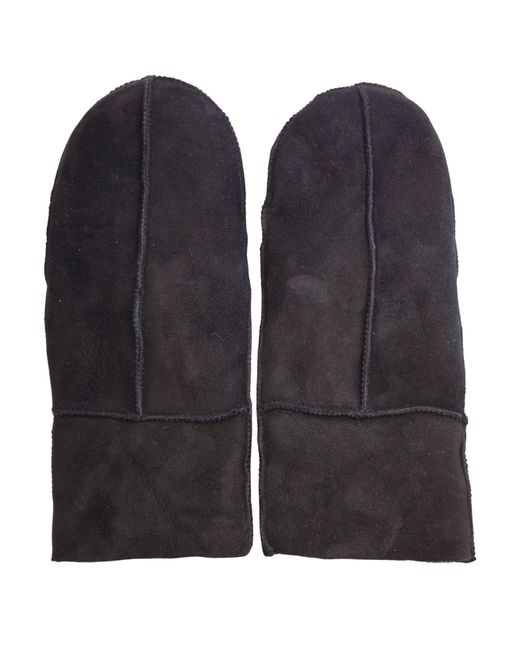 Infinity Leather Black Genuine Real Sheepskin Suede Mittens Warm Gloves