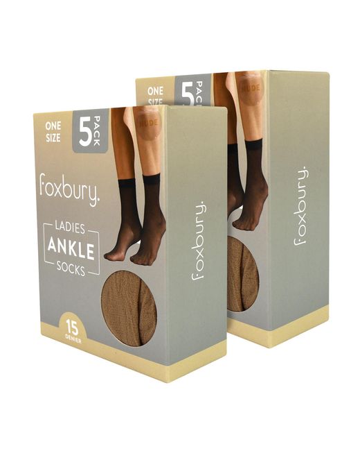 Sock Snob Brown 10 Pack Ladies Ankle High Pop Socks 15 Denier Lightweight Sheer