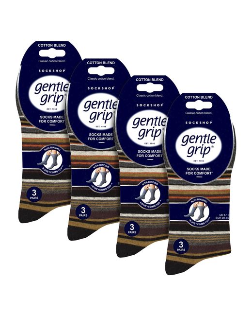 Gentle Grip Black 12 Pairs Cotton Socks for men