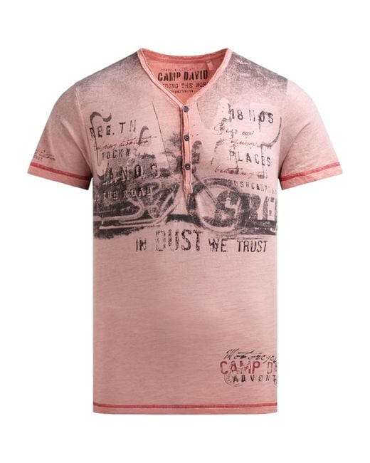 Camp David T-Shirt in Pink für Herren