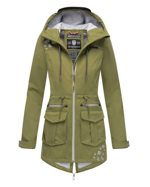 Marikoo Softshelljas – Ulissaa Met Capuchon & Reflecterende Details in het Green