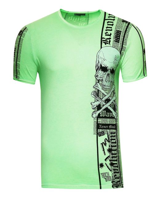 Rusty Neal Biker T-Shirt Front & Back Printed in Green für Herren