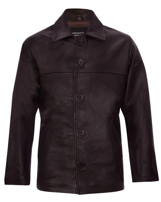 Infinity Leather Blue Classic Cowhide Leather Box Jacket for men
