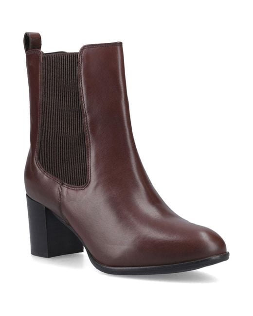 Hush Puppies Brown Camellia Heeled Leather Ankle Boots