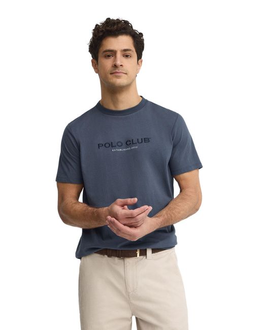 POLO CLUB Blue Short Sleeve Crew Neck T-Shirt for men