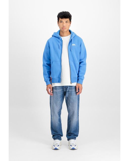 Alpha Industries Basic Small Logo Zip Hoodie in het Blue voor heren