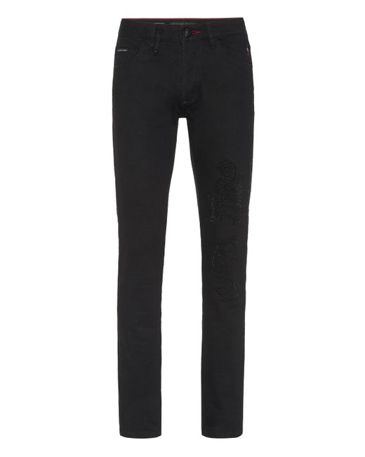 Philipp Plein Jeans Recht Model Dragon in het Black voor heren