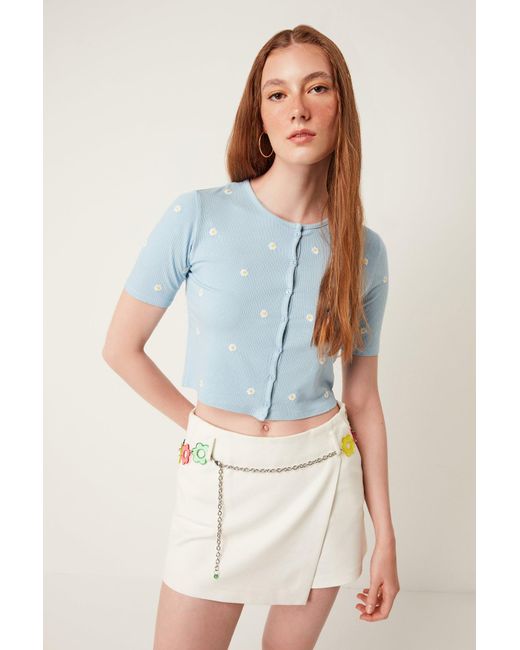 No Matter What Kurzer Cardigan Mit Blumenmuster Und Kurzen Ärmeln in Blue für Herren