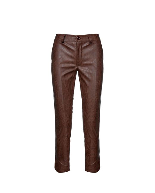Conquista Brown Faux Moire Leather 7/8 Pants