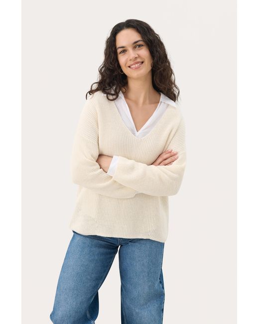 Part Two Pullover Relaxed Fit Cream in het Blue