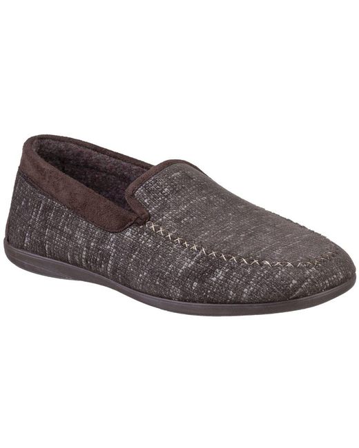 Cotswold Gray Stanley Moc Toe Full Slipper Textile for men