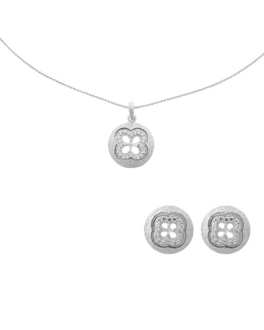 Orphelia Metallic 925 Sterling Set: Chain-Pendant + Earrings