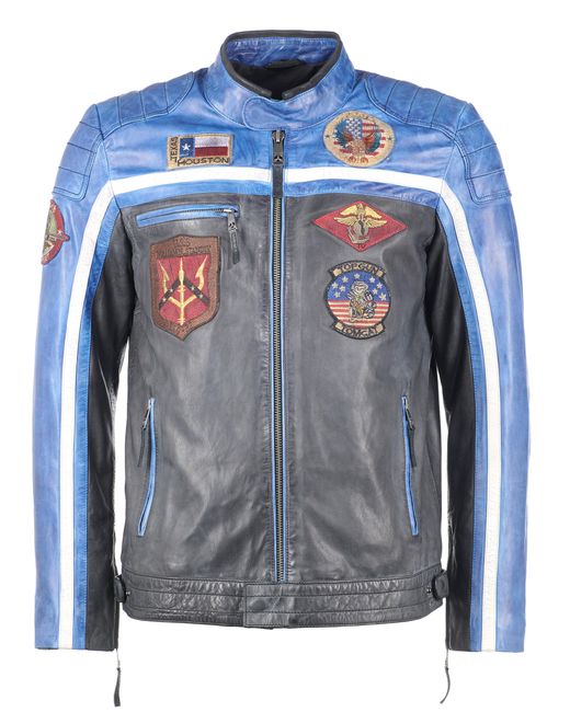 top gun Lederjacke Tgj1005 in Blue für Herren